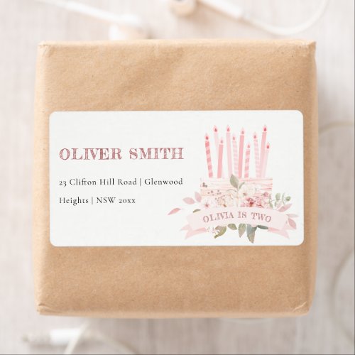 Soft Blush Floral Cake Candles Any Age Birthday Label