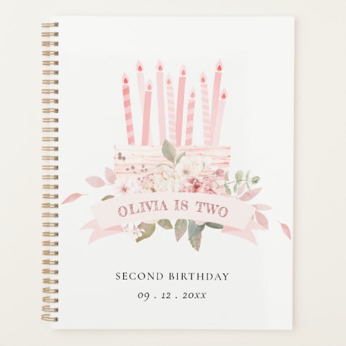 Soft Blush Floral Cake Candles Any Age Birthday Planner