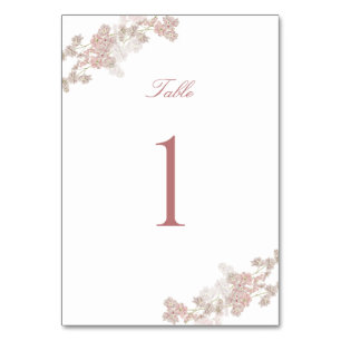 Soft Blush Floral Double Sided Wedding Table Number