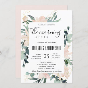 SOFT BLUSH FLORAL GOLD THE MORNING AFTER WEDDING INVITATION