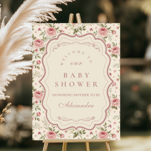 Soft Blush Floral Heirloom Baby Shower Acrylic Sign