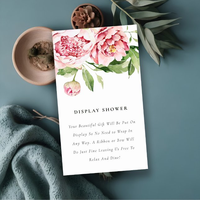 Soft Blush Floral Peony Display Shower Baby Shower Enclosure Card (Creator Uploaded)