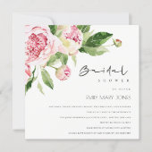 SOFT BLUSH FLORAL PEONY WATERCOLOR BRIDAL SHOWER  INVITATION (Front)