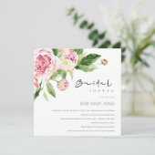 SOFT BLUSH FLORAL PEONY WATERCOLOR BRIDAL SHOWER  INVITATION (Standing Front)