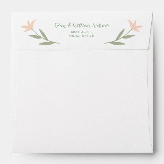 Soft Blush Floral Square Envelope (Back (Top Flap))