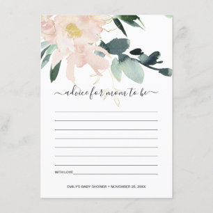 SOFT BLUSH FLORAL WATERCOLOR ADVICE BABY SHOWER ENCLOSURE CARD
