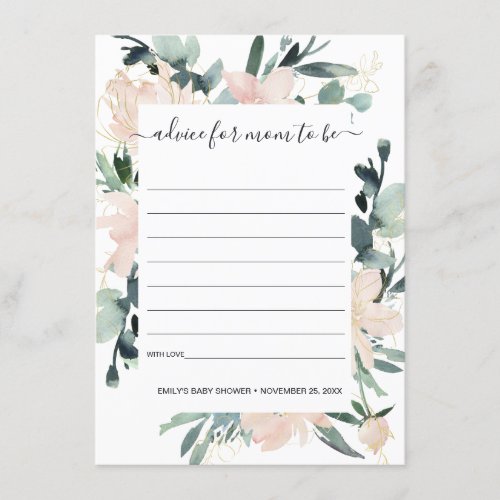 SOFT BLUSH FLORAL WATERCOLOR ADVICE BABY SHOWER ENCLOSURE CARD
