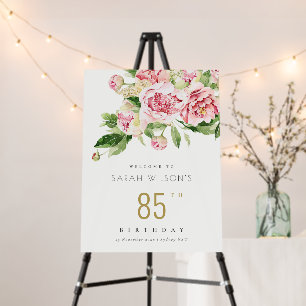 Soft Blush Floral Watercolor Birthday Welcome Foam Board