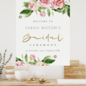 Soft Blush Floral Watercolor Bridal Shower Welcome Poster (Kitchen)