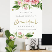 Soft Blush Floral Watercolor Bridal Shower Welcome Poster (Home Office)