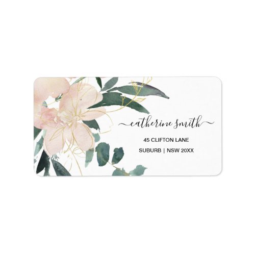 SOFT BLUSH GOLD FLORAL BUNCH WATERCOLOR  ADDRESS LABEL