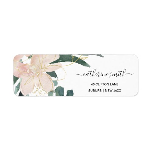 SOFT BLUSH GOLD FLORAL BUNCH WATERCOLOR ADDRESS LABEL