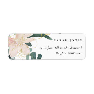 SOFT BLUSH GOLD FLORAL BUNCH WATERCOLOR ADDRESS LABEL