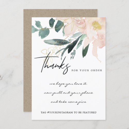 SOFT BLUSH GOLD FLORAL CORPORATE BUSINESS LOGO THANK YOU CARD
