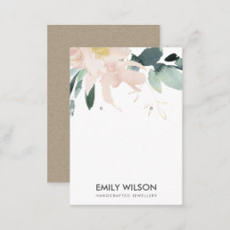 SOFT BLUSH GOLD FLORAL WATERCOLOR EARRING DISPLAY BUSINESS CARD
