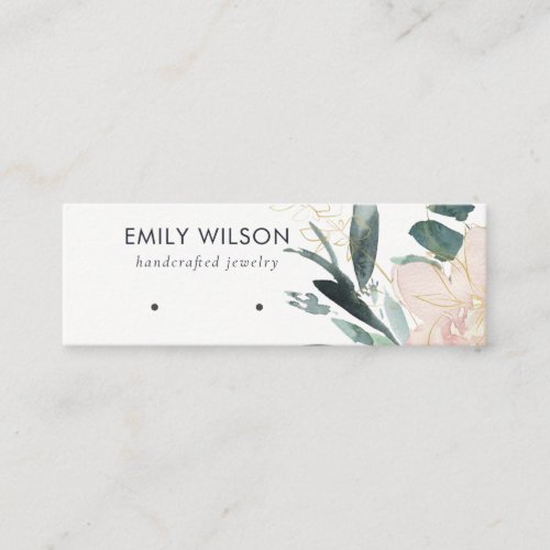 SOFT BLUSH GOLD FLORAL WATERCOLOR EARRING DISPLAY MINI BUSINESS CARD