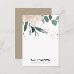 SOFT BLUSH GOLD FLORAL WATERCOLOR NECKLACE DISPLAY BUSINESS CARD