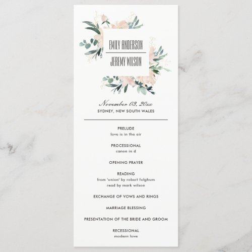 SOFT BLUSH GOLD FLORAL WEDDING CEREMONY PROGRAM