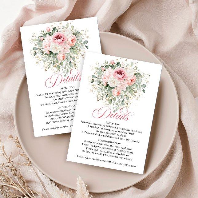 Soft Blush Greenery Wedding Details Card (Soft Blush Greenery Wedding Details Card)