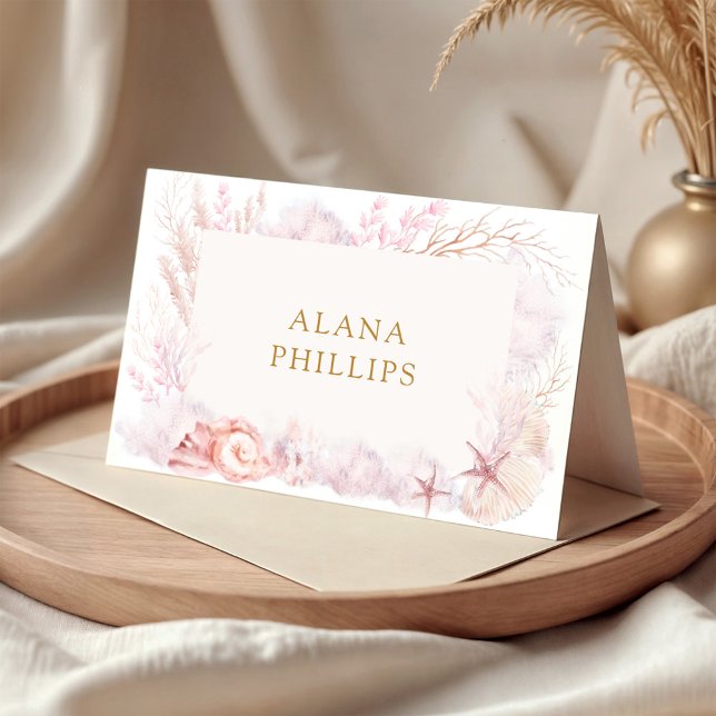 Soft Blush Lavender Ocean Table Seating Place Card (Creator Uploaded)