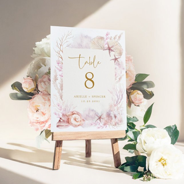 Soft Blush Lavender Ocean Wedding Table Number (Creator Uploaded)