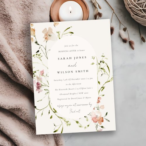 Soft Blush Meadow Watercolor Floral Morning After Invitation