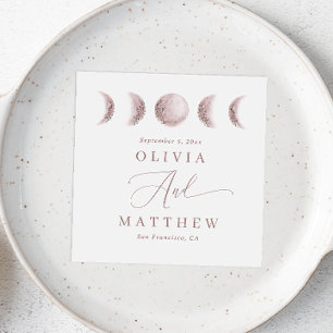 Soft Blush Moon Delicate Elegant Script Wedding Napkins