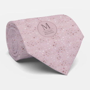 Soft Blush Pastel Pink Gold Dots Glitter Pattern Neck Tie