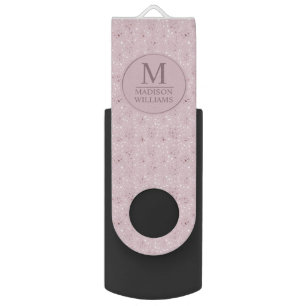 Soft Blush Pastel Pink Gold Polka Dot Glitter Patt Flash Drive