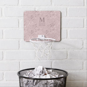Soft Blush Pastel Pink Gold Silver Glitter Pattern Mini Basketball Hoop