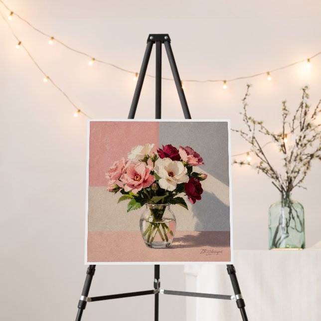 Soft Blush Peonies Vase Foam Board (In Situ (Stand))