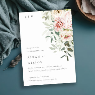 Soft Blush Peony Eucalyptus Foliage Couples Shower Invitation