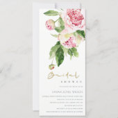 SOFT BLUSH PEONY FLORAL WATERCOLOR BRIDAL SHOWER  INVITATION (Front)
