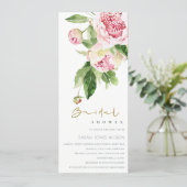 SOFT BLUSH PEONY FLORAL WATERCOLOR BRIDAL SHOWER  INVITATION (Standing Front)