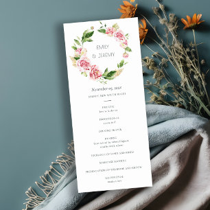 SOFT BLUSH PEONY FLORAL WEDDING CEREMONY PROGRAM
