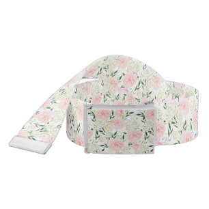 Soft Blush Peony & Rose Watercolor Floral Pattern Belt