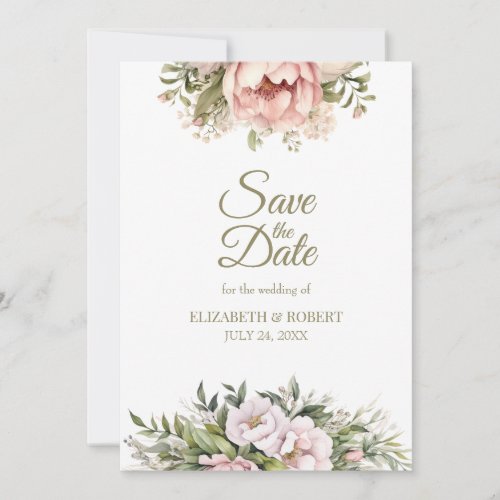 Soft Blush Peony Save The Date Card