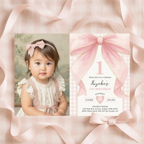 Soft Blush Pink Bow Coquette Theme 1st Birthday