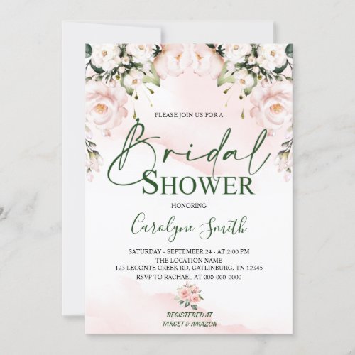Soft Blush Pink Bridal Shower invitation Template