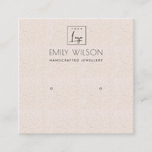 SOFT BLUSH PINK CERAMIC STUD EARRING DISPLAY LOGO SQUARE BUSINESS CARD