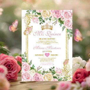 Soft Blush Pink Crown Girl Quinceañera 15 Party Invitation