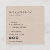 SOFT BLUSH PINK GREEN WATERCOLOR FLORAL SQUARE BUSINESS CARD (Back)