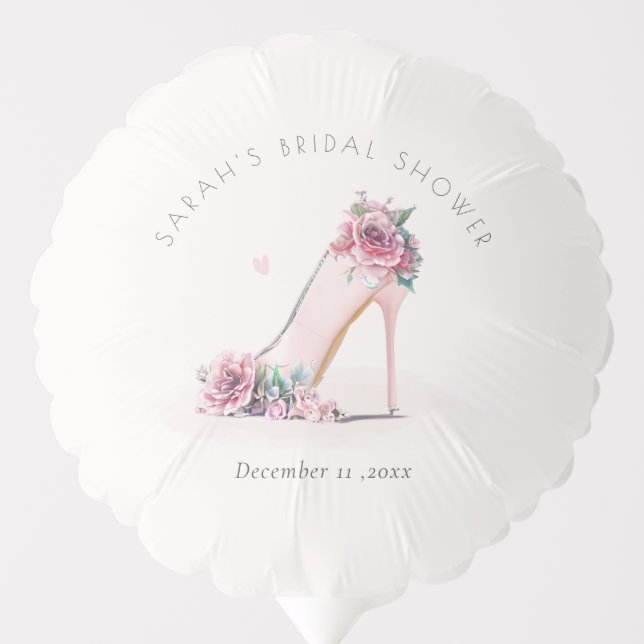 Soft Blush Pink High Heels Floral Bridal Shower Balloon (Front)