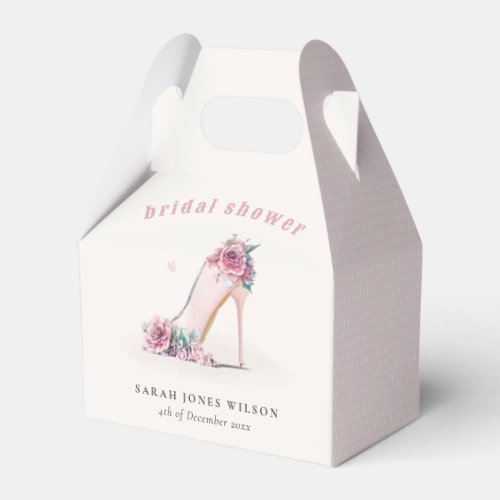 Soft Blush Pink High Heels Floral Bridal Shower Favor Boxes