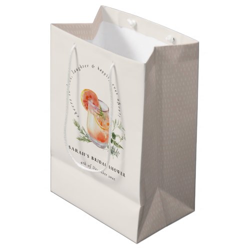 Soft Blush Pink Orange Cocktail Bridal Shower  Medium Gift Bag