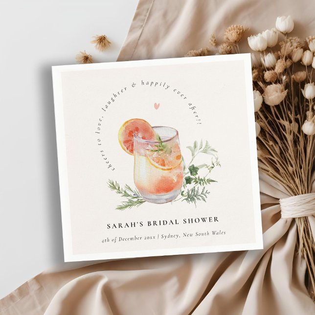 Soft Blush Pink Orange Cocktail Bridal Shower Napkins (Creator Uploaded)