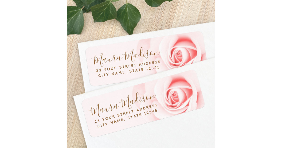 Blush Pink Rose Floral Round Return Address Label, Zazzle.com