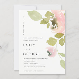 SOFT BLUSH PINK ROSE FLORAL WE TIED THE KNOT CARD