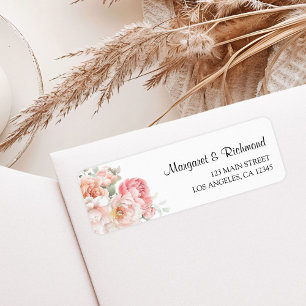Soft Blush Pink Rose Floral Wedding Return Address Label