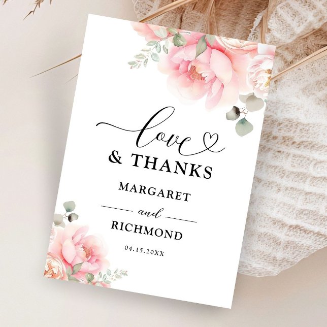 Soft Blush Pink Rose Floral Wedding Thank You Card (Creator Uploaded)
